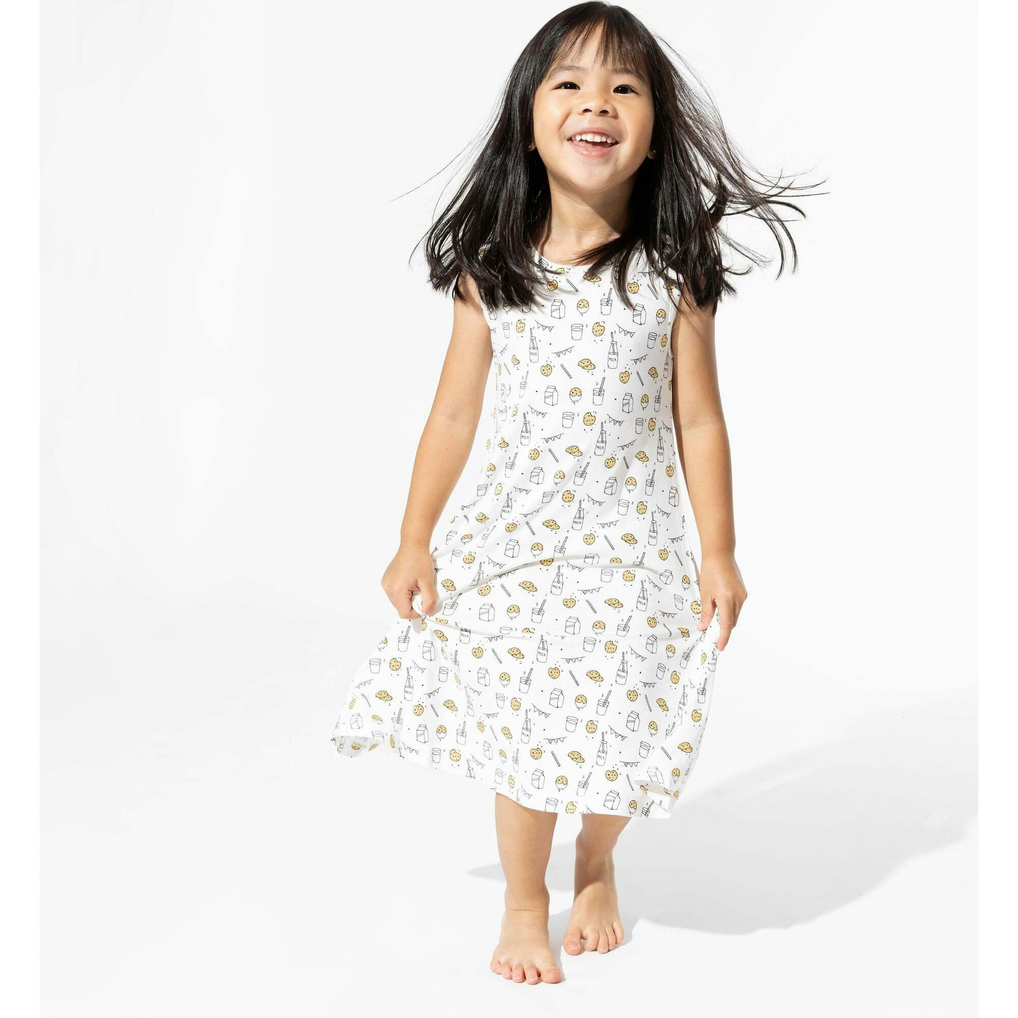 Milk & Cookies White Bamboo Girls' Sleeveless Dress