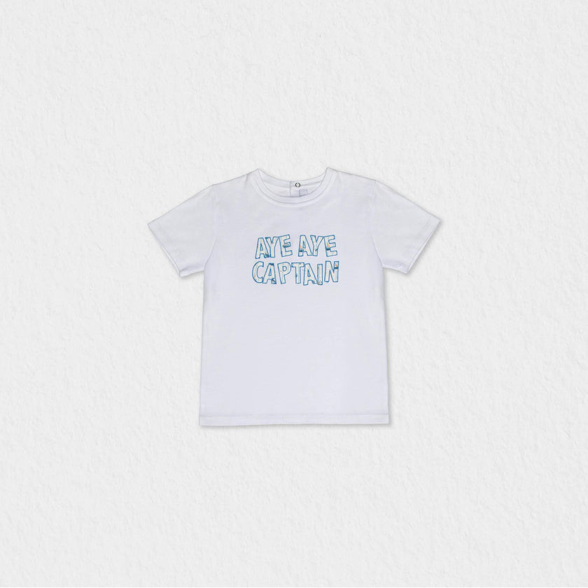 Cederique Baby T-shirt Short Sleeve, White Captain