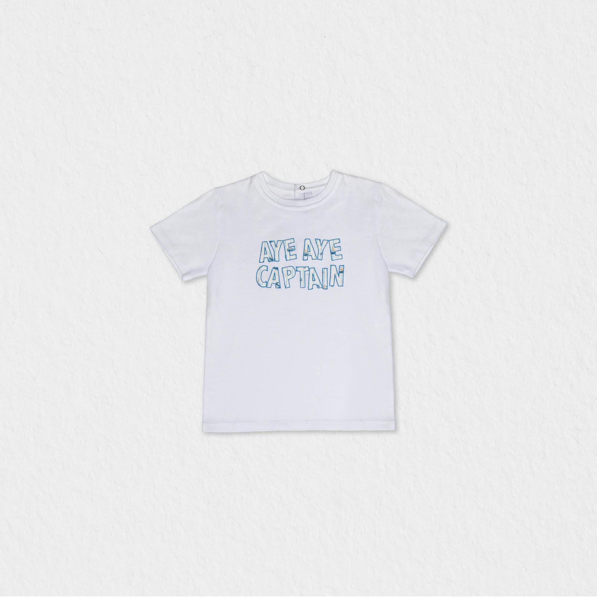 Cederique Baby T-shirt Short Sleeve, White Captain