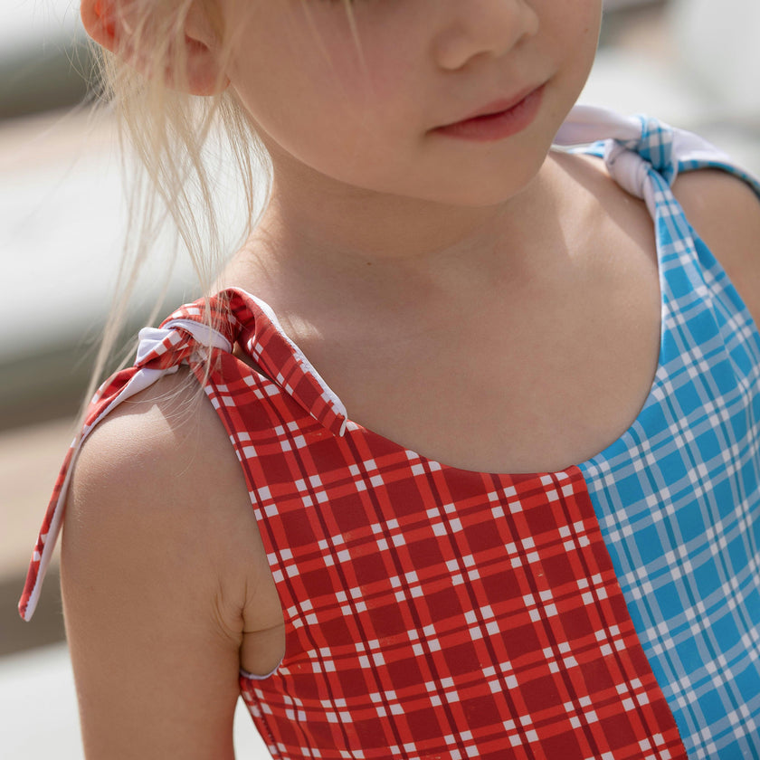 Twist Suit | Tie-top One Piece | Cherry Check and Dockside Check
