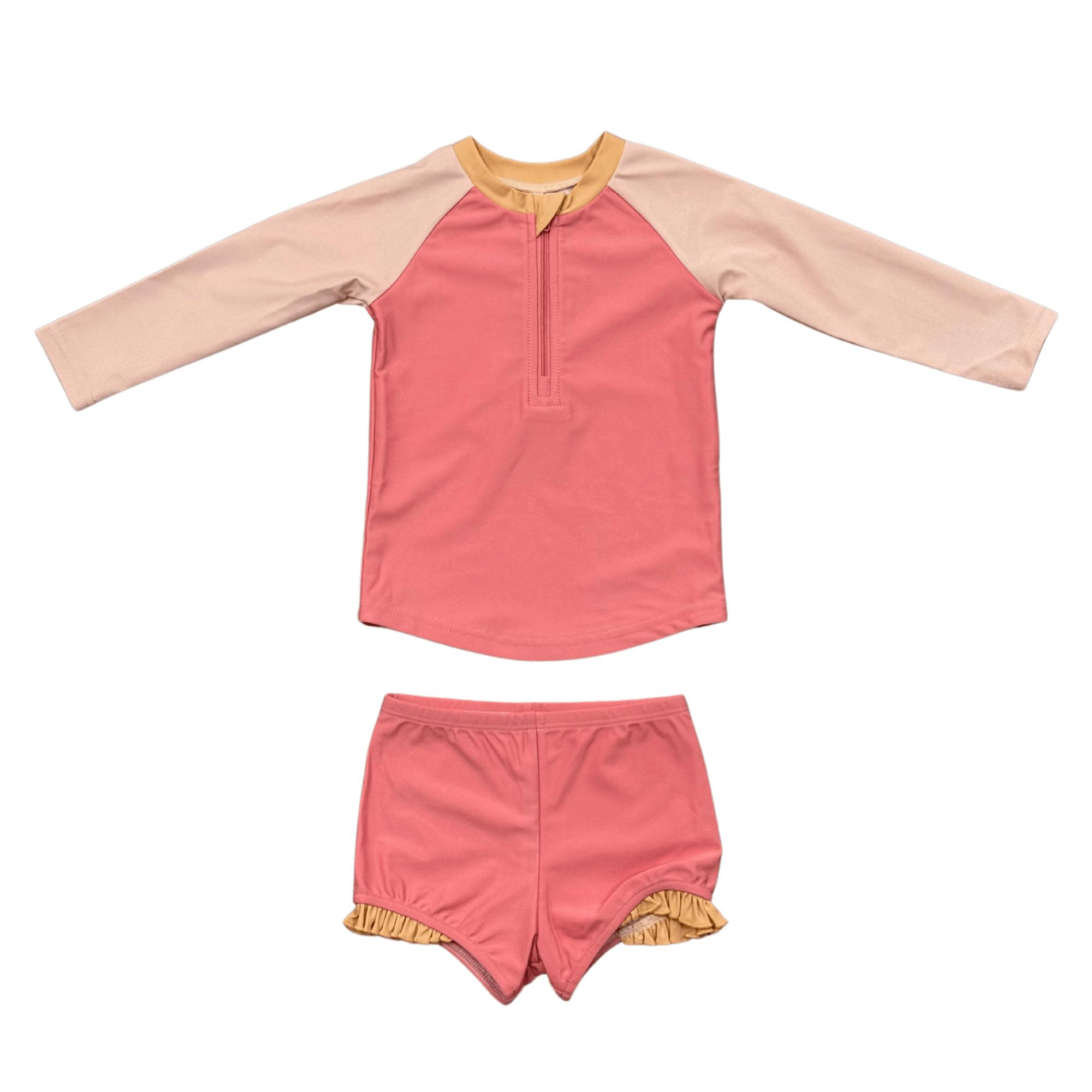 Girl's Zip Rash Guard Swimsuit