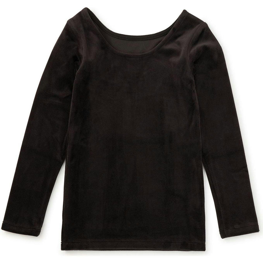 Velour Long Sleeve Slim Fit To, Black