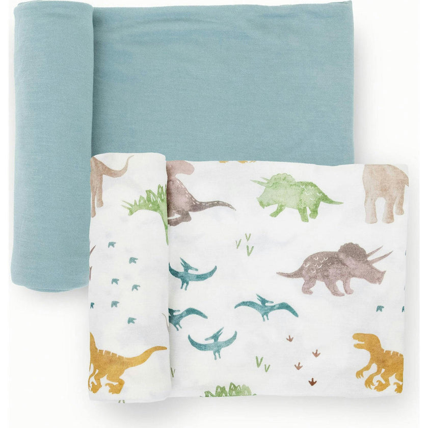 Stretch Knit Swaddle Blanket 2 Pack - Dino Pals