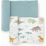 Stretch Knit Swaddle Blanket 2 Pack - Dino Pals