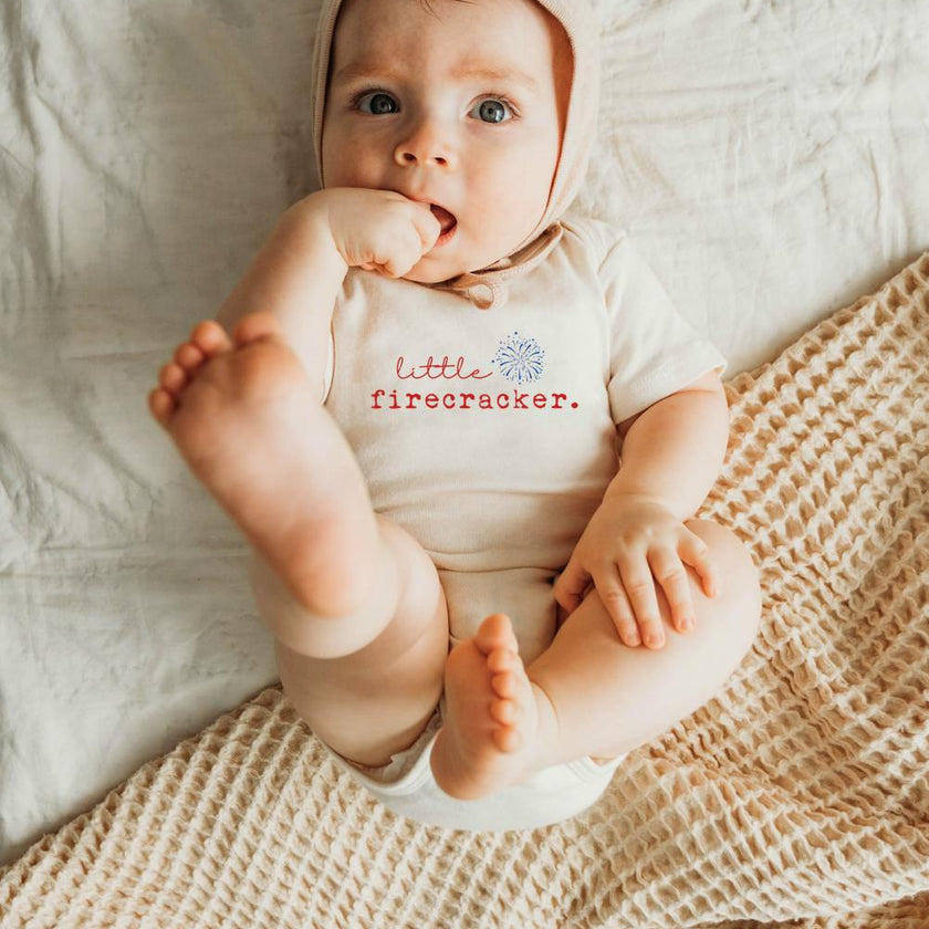Little Firecracker Organic Cotton Short Sleeve Baby Bodysuit