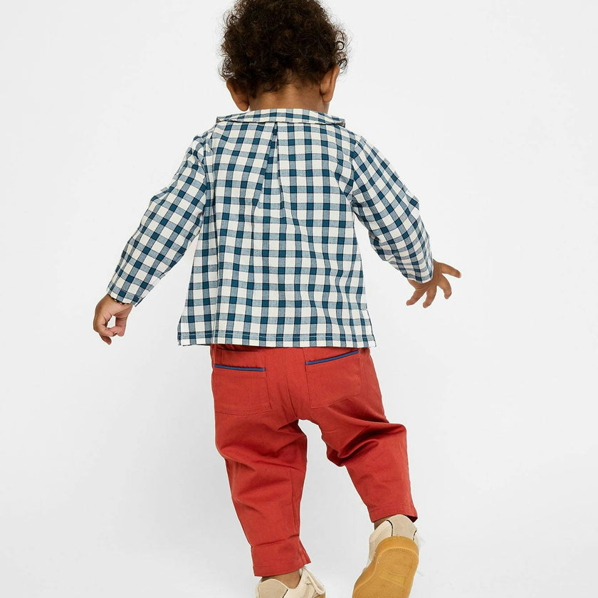 Jefferson Baby Shirt, Blue Picnic Check