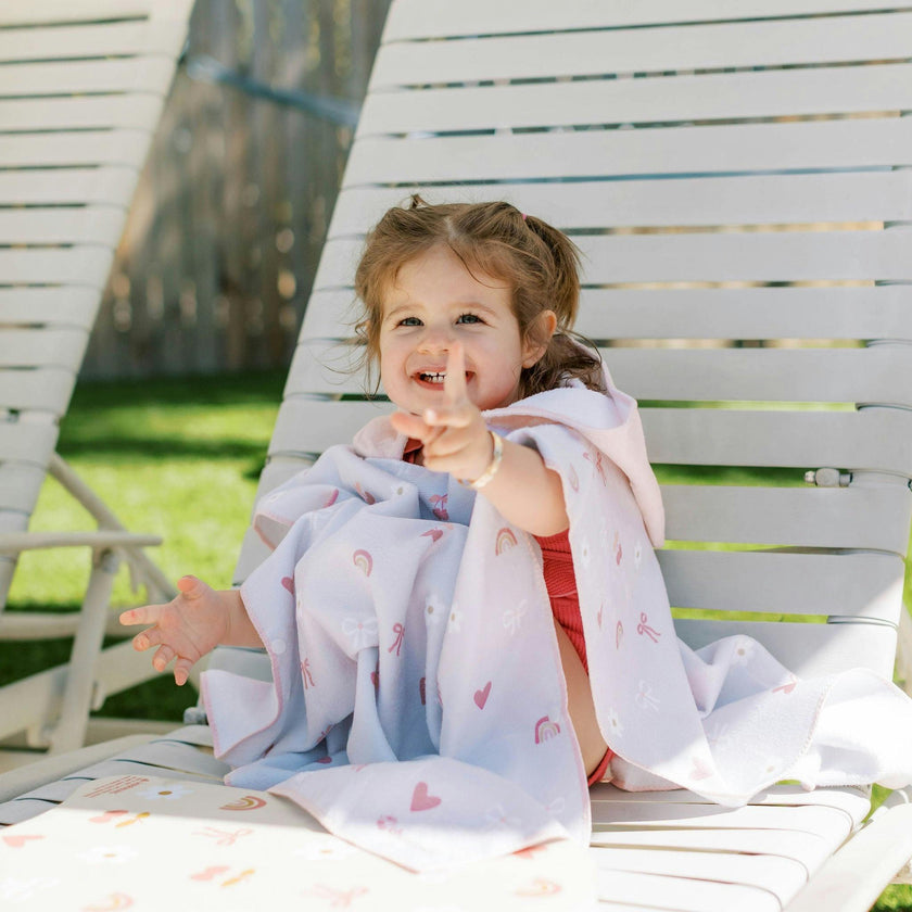 Kids Hooded Beach Poncho - Quick Dry Pool & Swim Towel