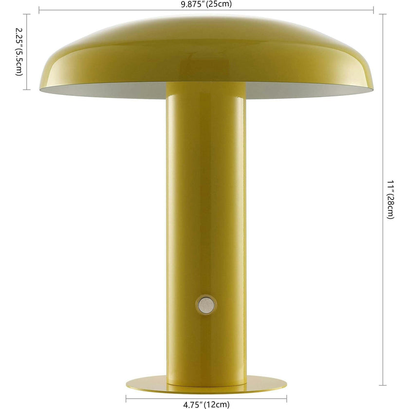 Suillius 11" Contemporary Bohemian Rechargeable/Cordless Iron Integrated LED Mushroom Table Lamp