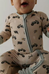 Baby Boy Long Sleeve Zip Romper in Farm