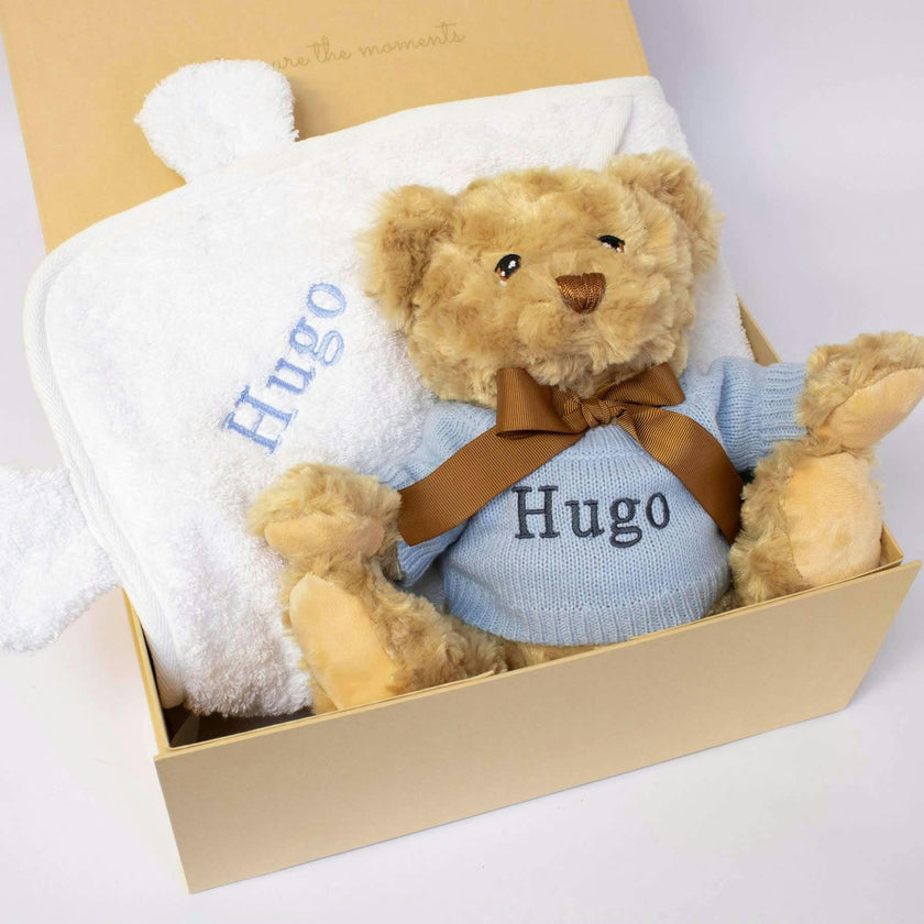 PERSONALIZED TEDDY AND TOWEL BABY GIFT SET