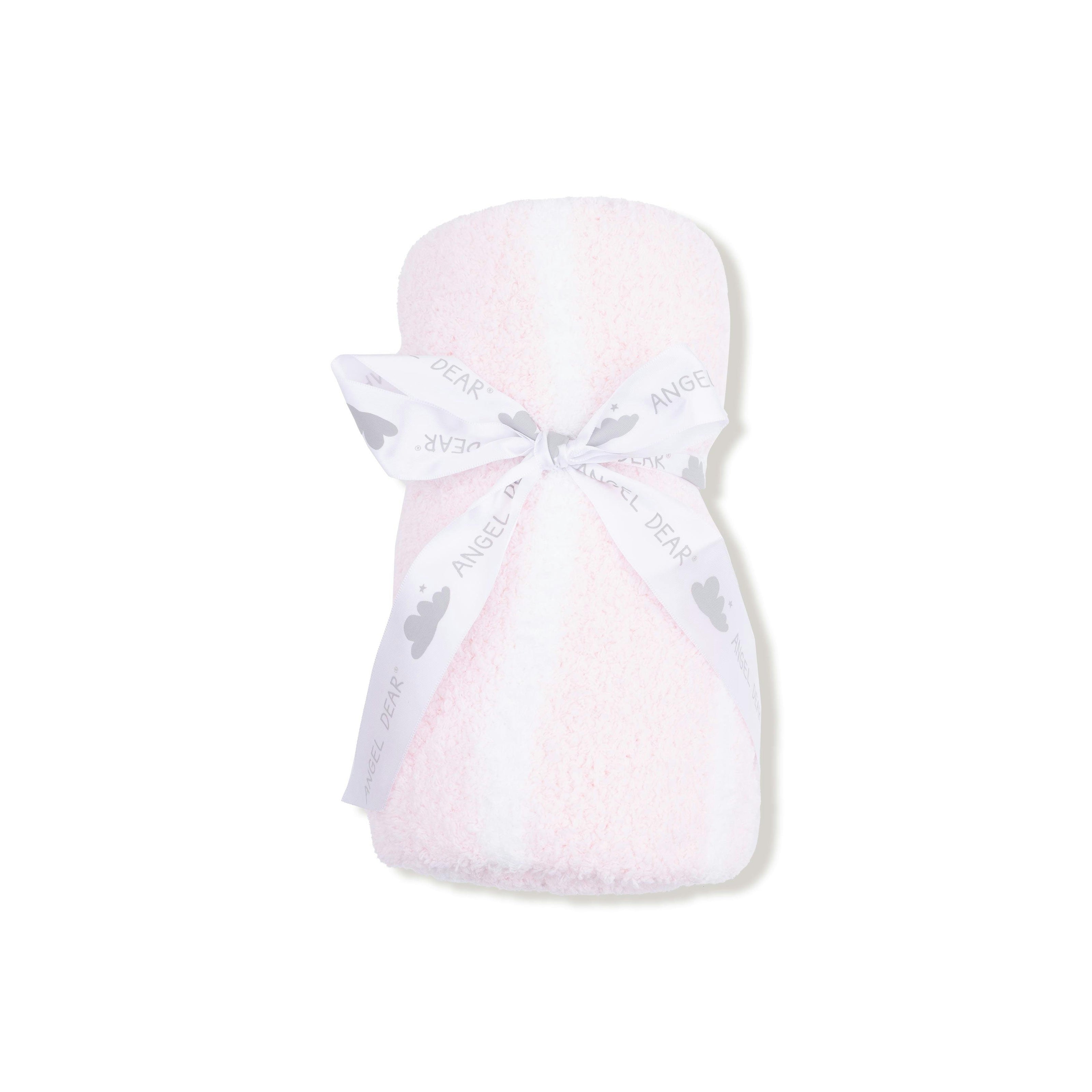 Chenille - Pretty Pink & Ivory Stripe Receiving Blanket