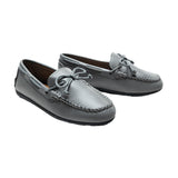 Gray Faux Leather Laced Loafers