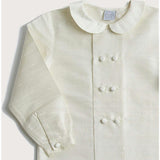 Boy's white double-breasted Peter Pan collar silk shirt (12mths-10yrs)