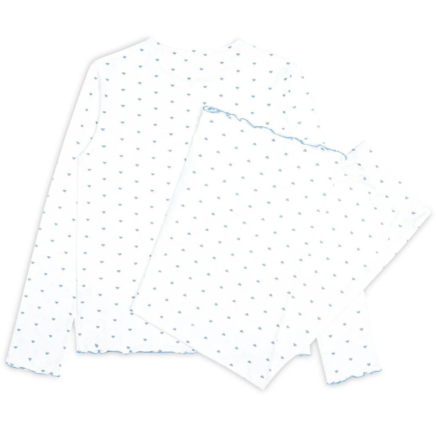 women's blue heart pima pajamas set