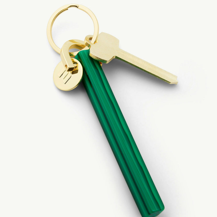 Bar Keychain in Malachite - Gold
