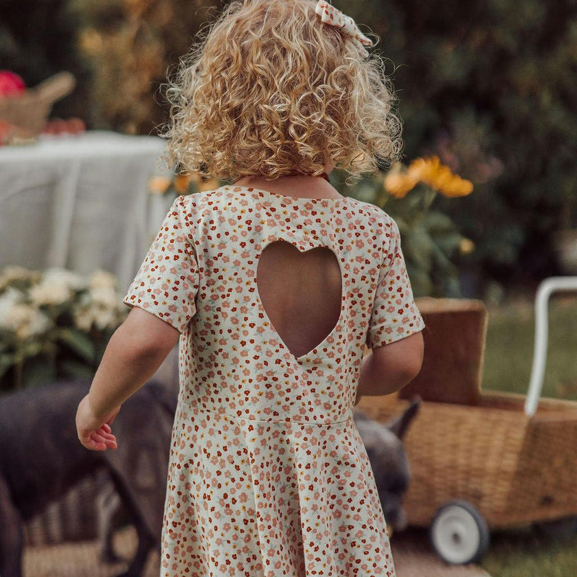 Sweetheart Twirl Dress | Organic Cotton Jersey - Sunset Meadow