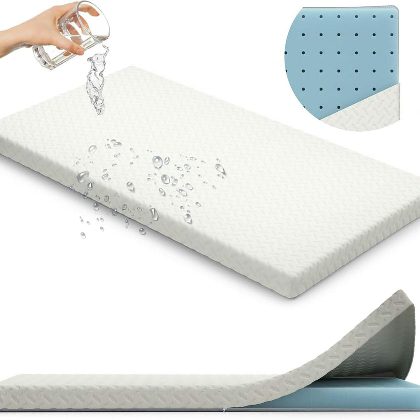 2” Crib Mattress Topper Memory Foam - Waterproof Breathable Soft Washable Cover 52” x28” x 2” Fits Standard Size Cribs & Toddler Beds by Sleepah