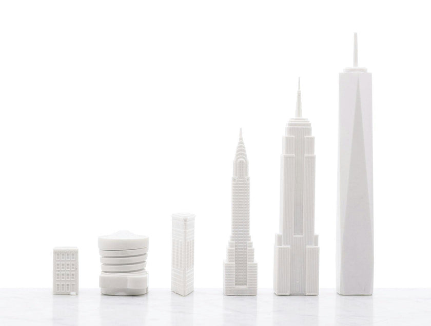 Chess Set Acrylic LONDON vs NEW YORK with B/W Hatch Board