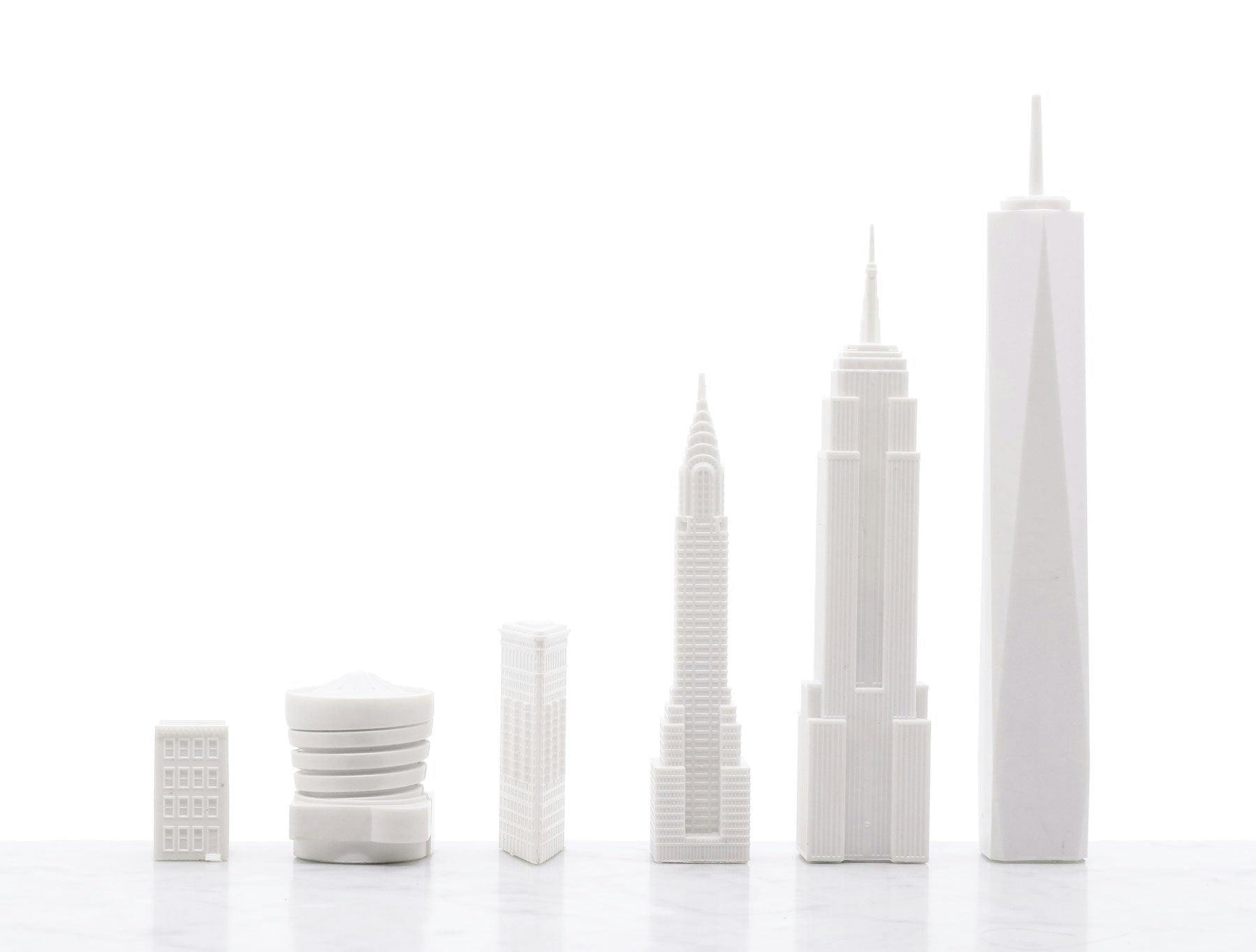 Chess Set Acrylic LONDON vs NEW YORK with B/W Hatch Board