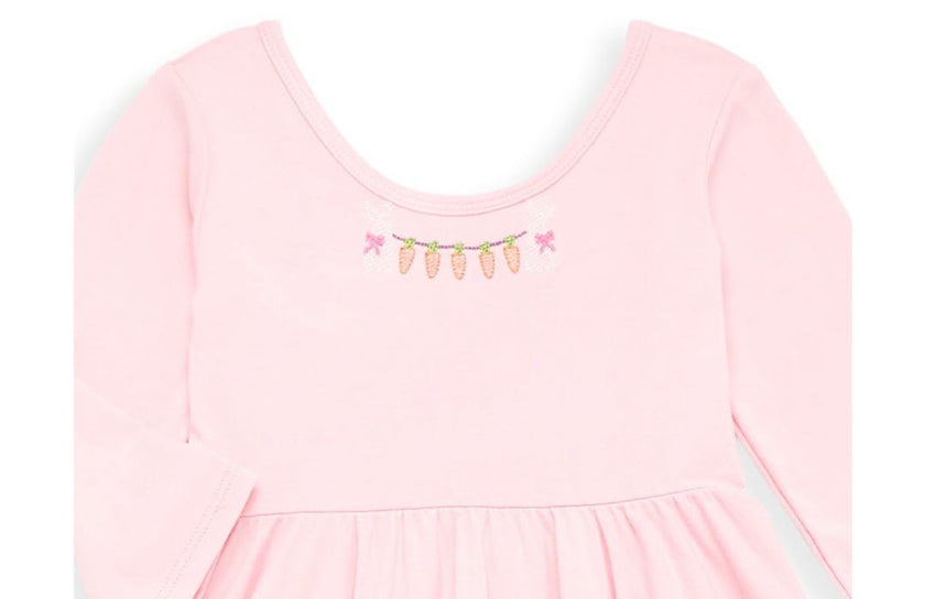 Long Sleeve Twirly Dress With Easter Embroidery