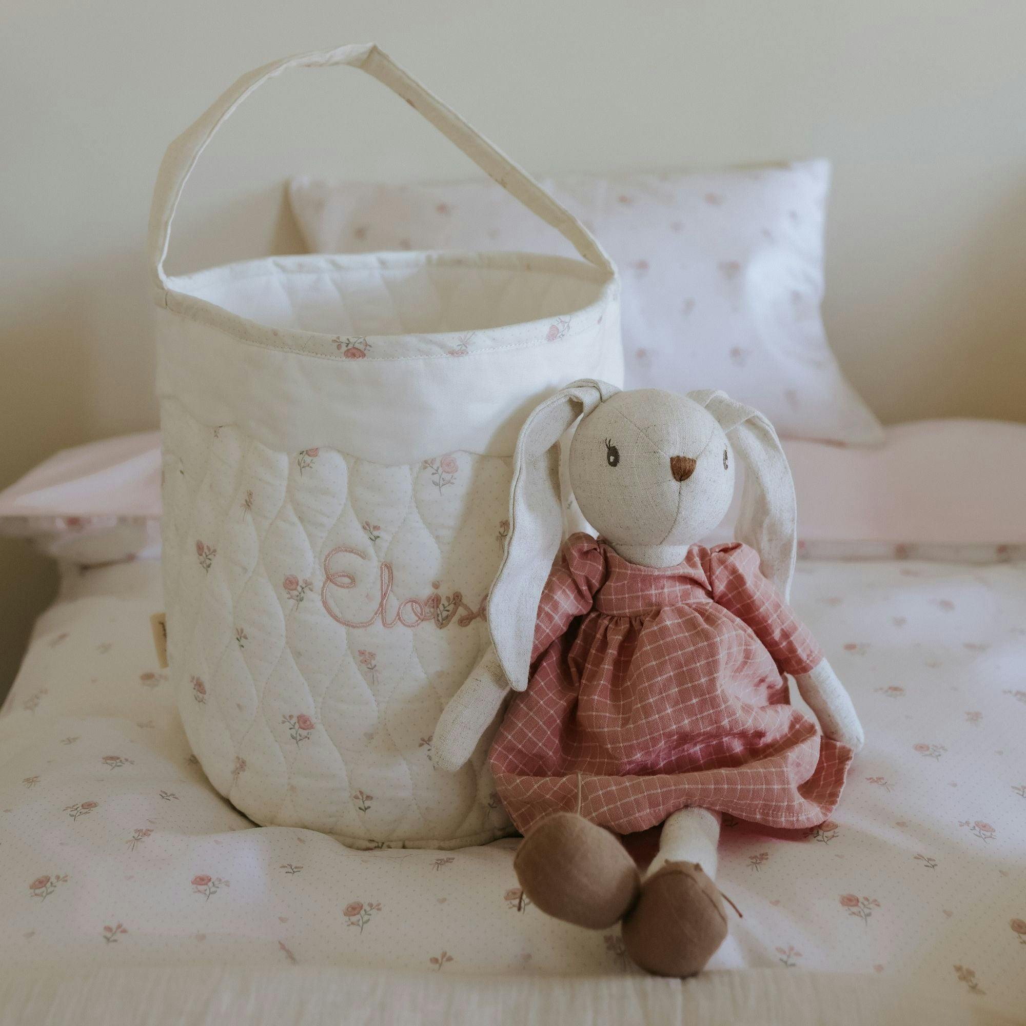 Quilted Storage Basket - Pink Ditsy Floral