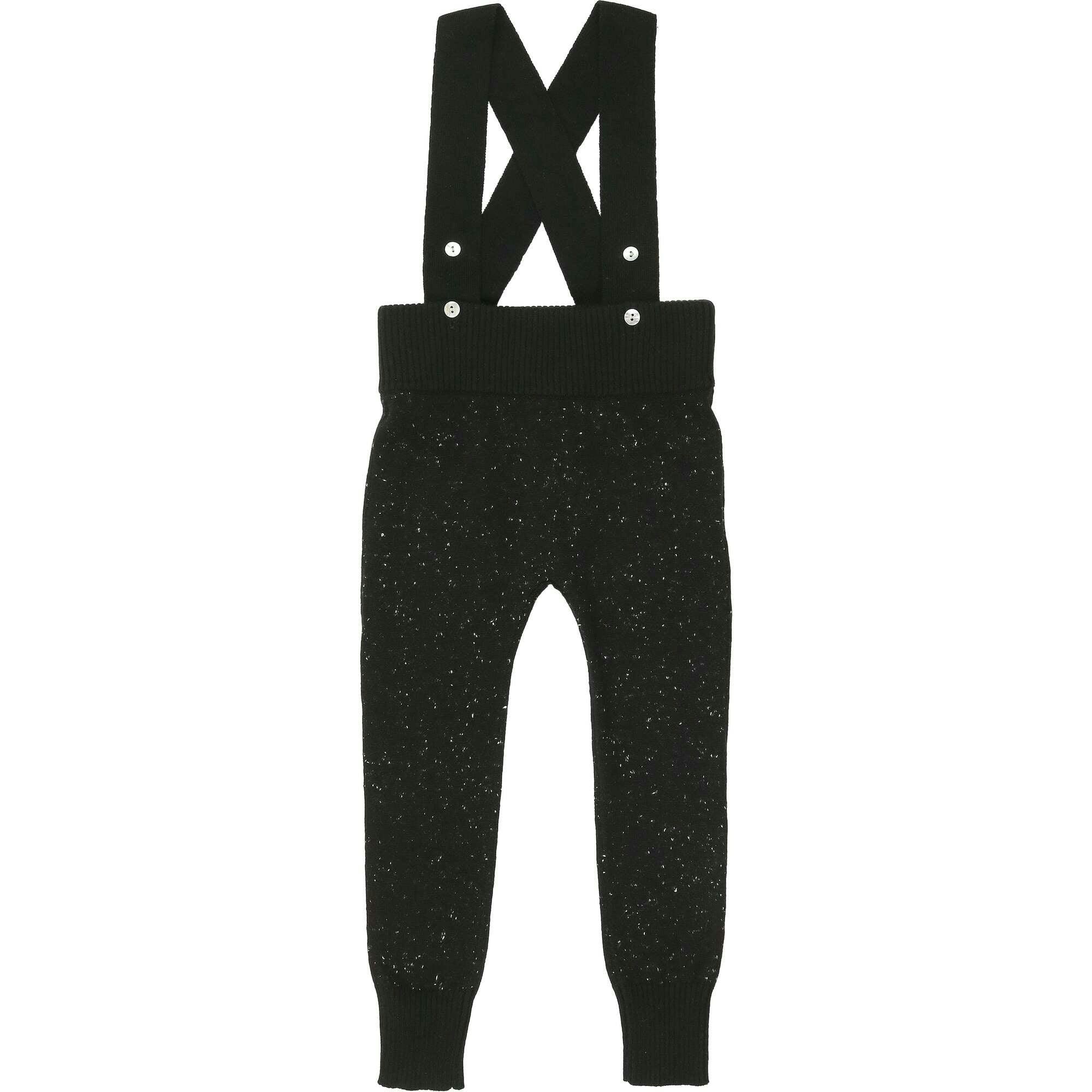 Flecked Cross Strap Ribbed Waist & Cuff Pant Overalls