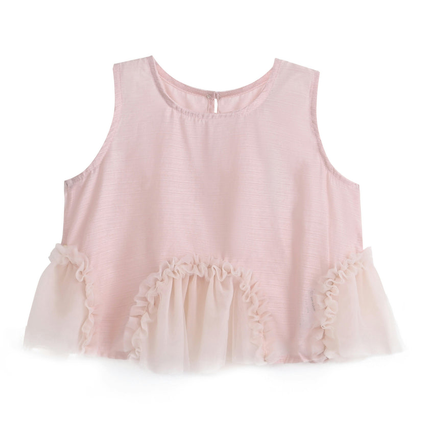 Pink Tulle Ruffle Skirt Set