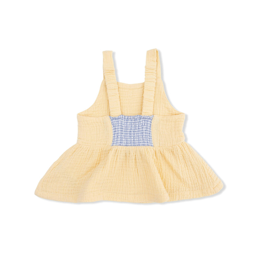 Micro Gingham Blue Blizzard - Peplum Tank with Wide Leg Pant