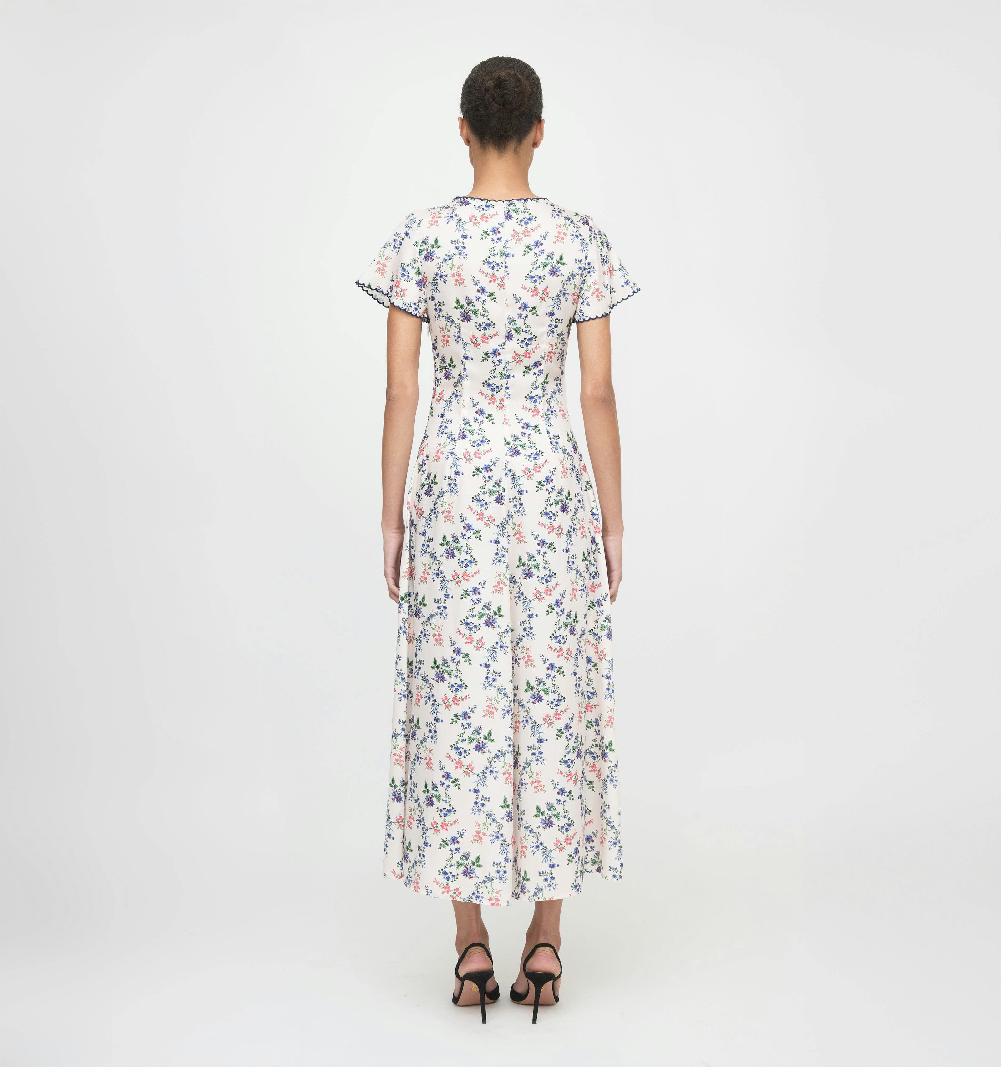 The Brie Dress - Scallop Bow Chintz Pink