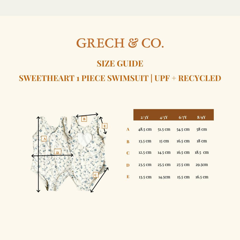 Sweetheart 1 Piece Swimsuit | UPF + Recycled - Scandi Floral