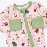 Christmas Dogs Pink - Bamboo - Convertible Romper