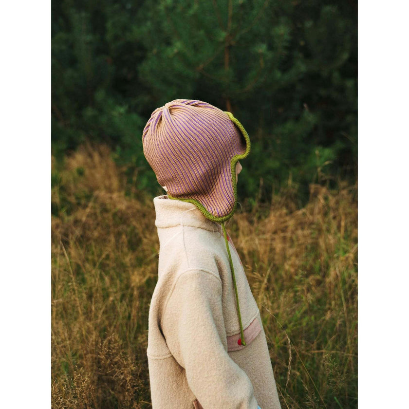 children's merino pilot cap - purple pine