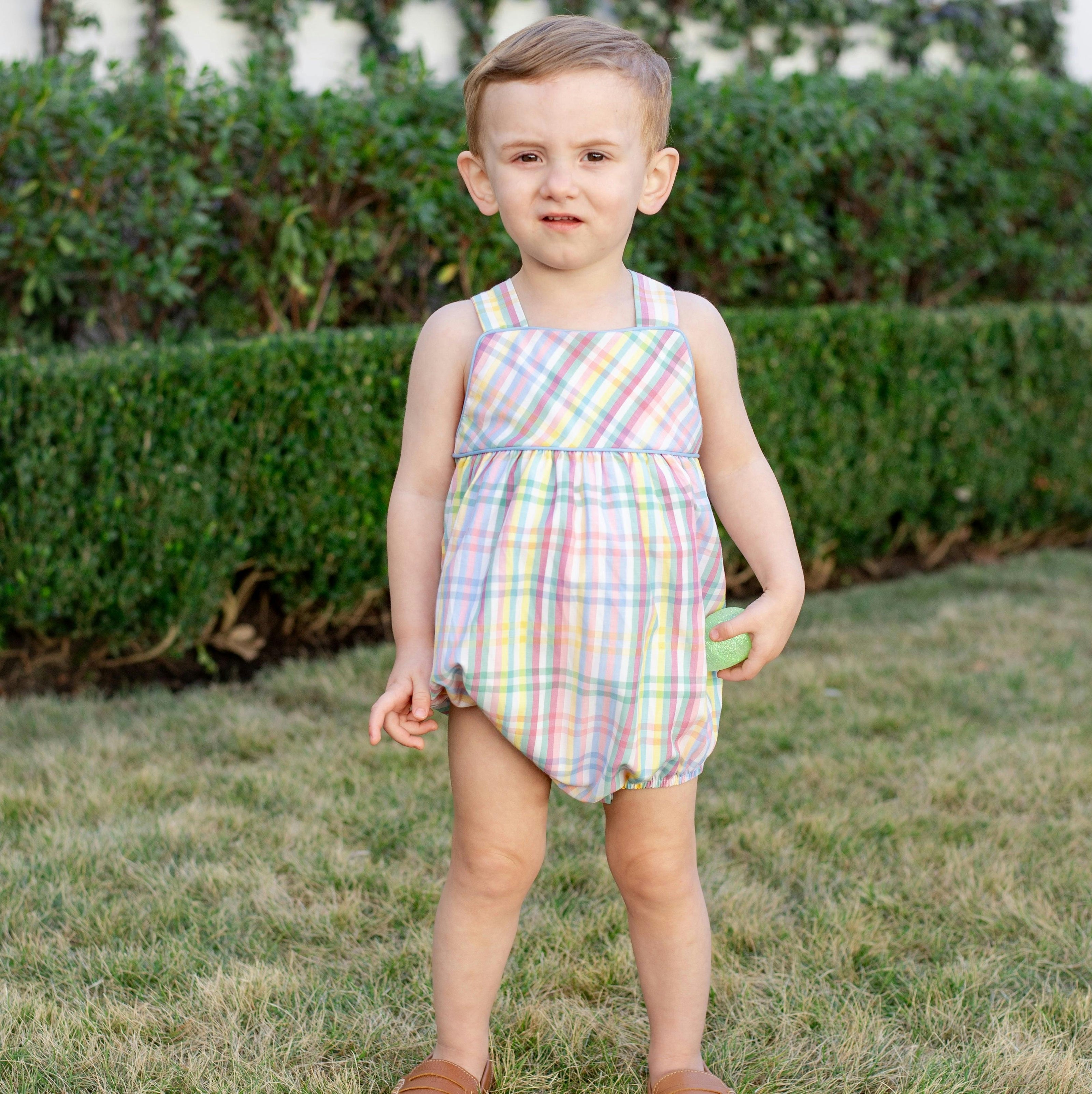 Ethan Boy Bubble - Pastel Gingham
