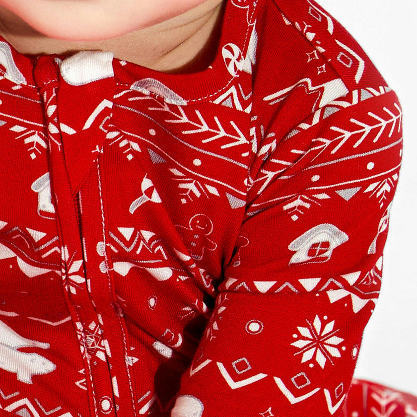 Polar Isle Red Bamboo Convertible Footie