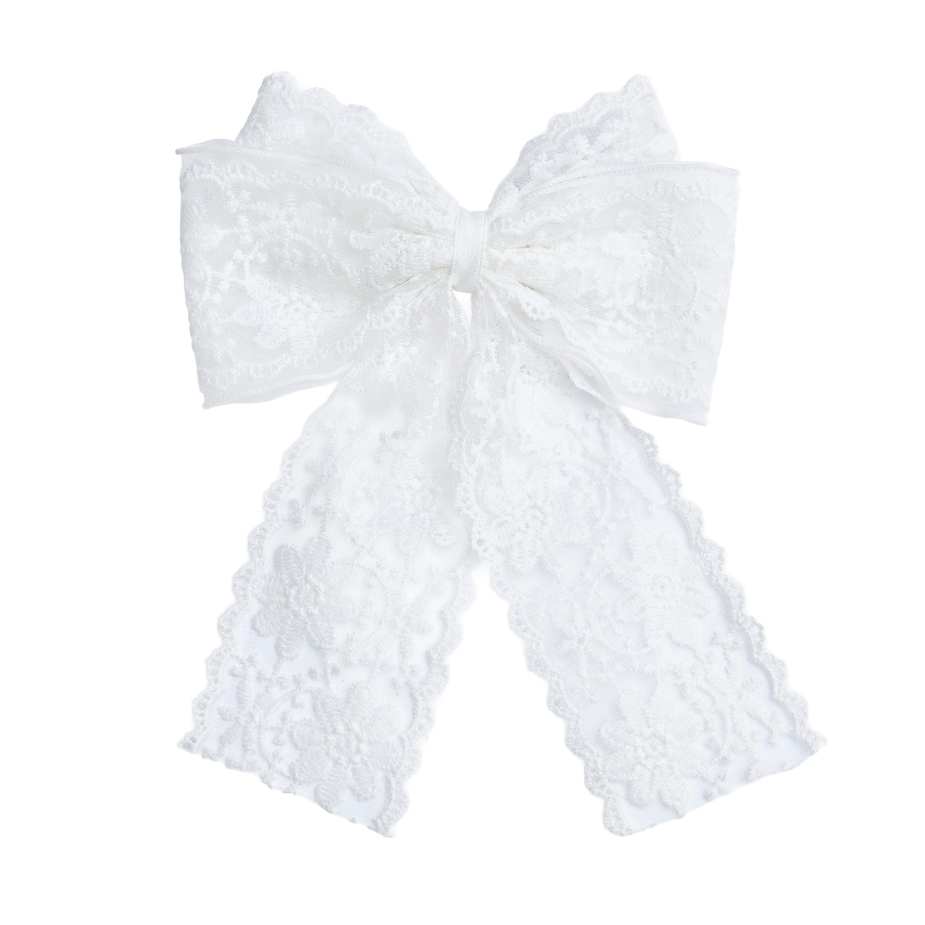 White Floral Lace Ribbon Hair Clip
