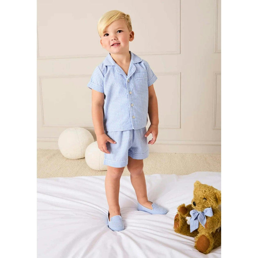 Beauchamp Gingham Short Pyjamas in Blue (18mths- 10yrs)