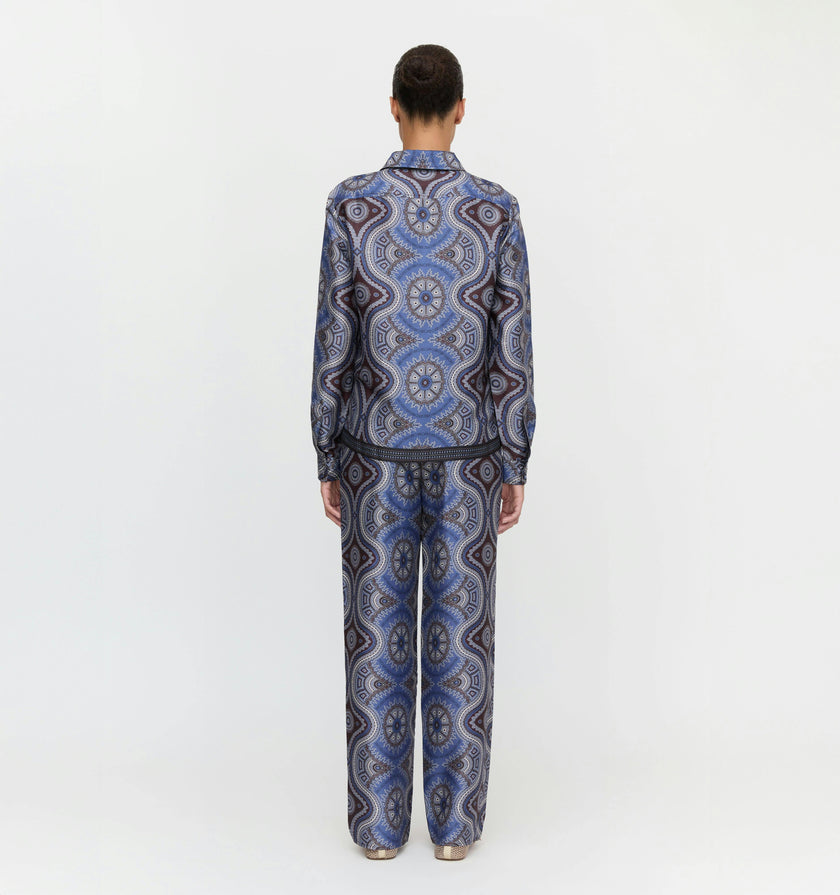 The Taylor Pant - Brown Cobalt Medallion