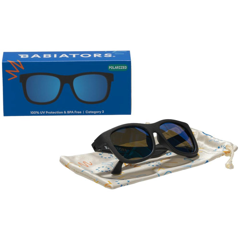 Jet Black Navigator | Polarized Cobalt Blue Mirrored Lenses
