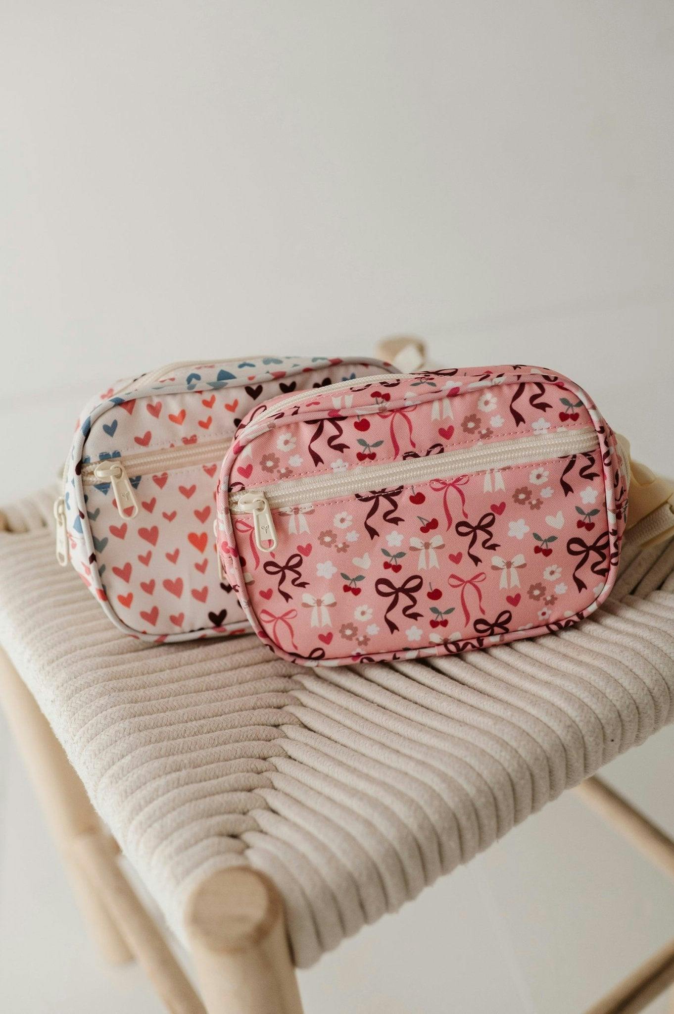 Girls Mini Belt Bag in Cherry Hearts