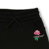 Off-White Girls Black Rose Embroidered Cotton Sweat Skirt (4–10Y)