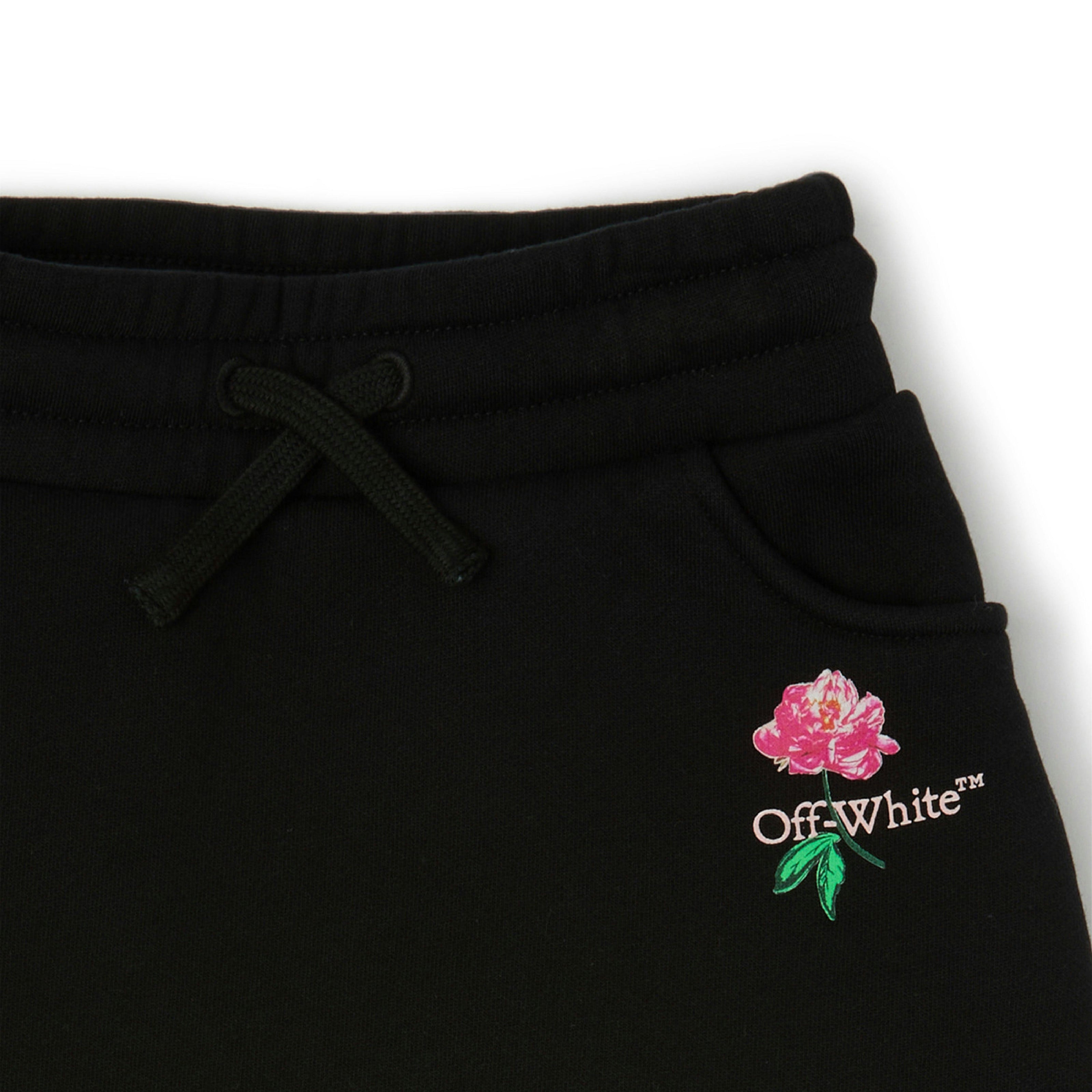 Off-White Girls Black Rose Embroidered Cotton Sweat Skirt (4–10Y)