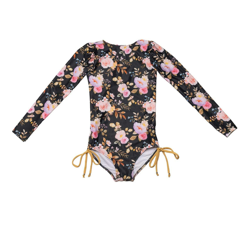 Long Sleeve One Piece Swimsuit with Side Ties