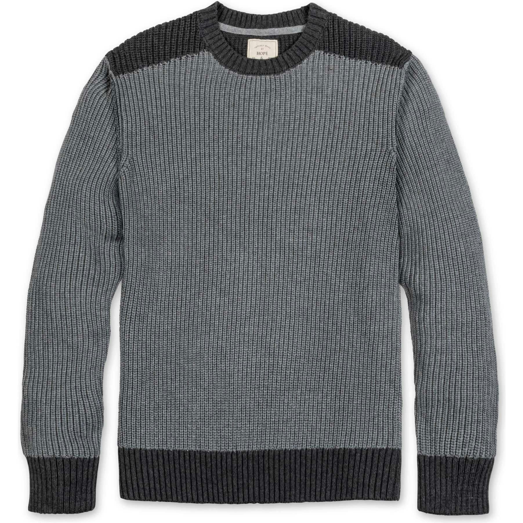 Men's Organic Crew Neck Shoulder Detail Sweater, Grey