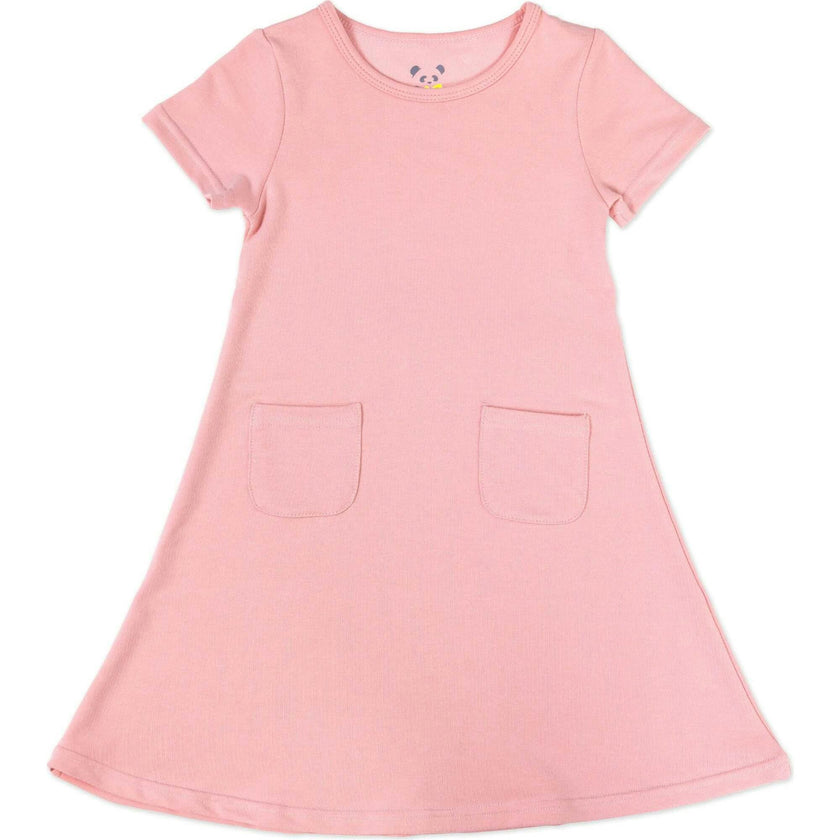 Dusty Rose Bamboo Terry Daywear Girls' Short Sleeve Dress