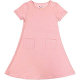 Dusty Rose Bamboo Terry Daywear Girls' Short Sleeve Dress