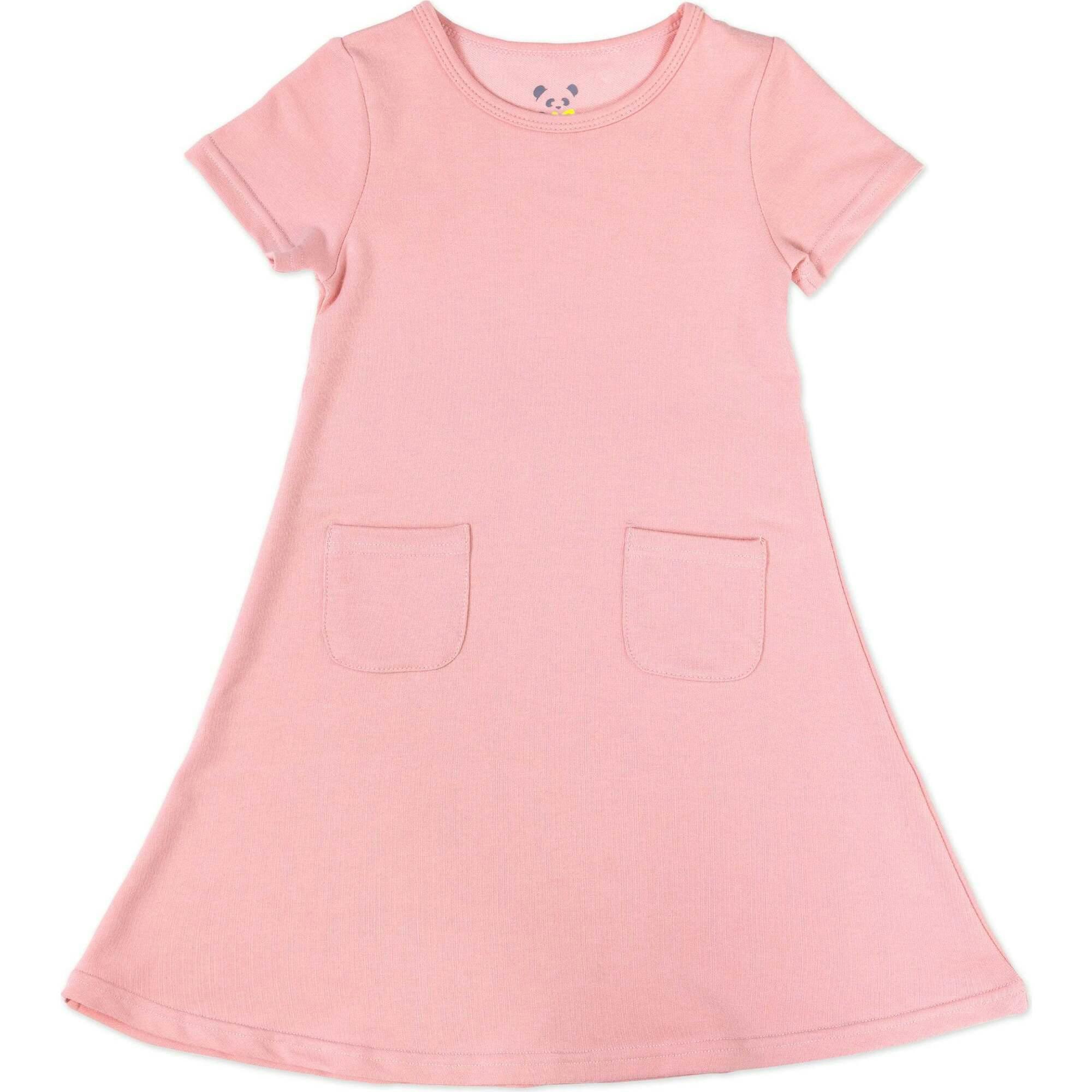 Dusty Rose Bamboo Terry Daywear Girls' Short Sleeve Dress
