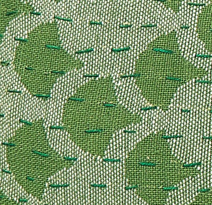 Artisan Hand Loomed Cotton Lumbar Pillow - Green Ginkgo - 16