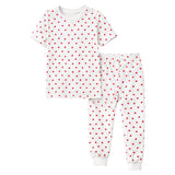 Kids and Toddlers Girls Hearts Shorts Sleeve Snug Fitted Soft Pajamas Set