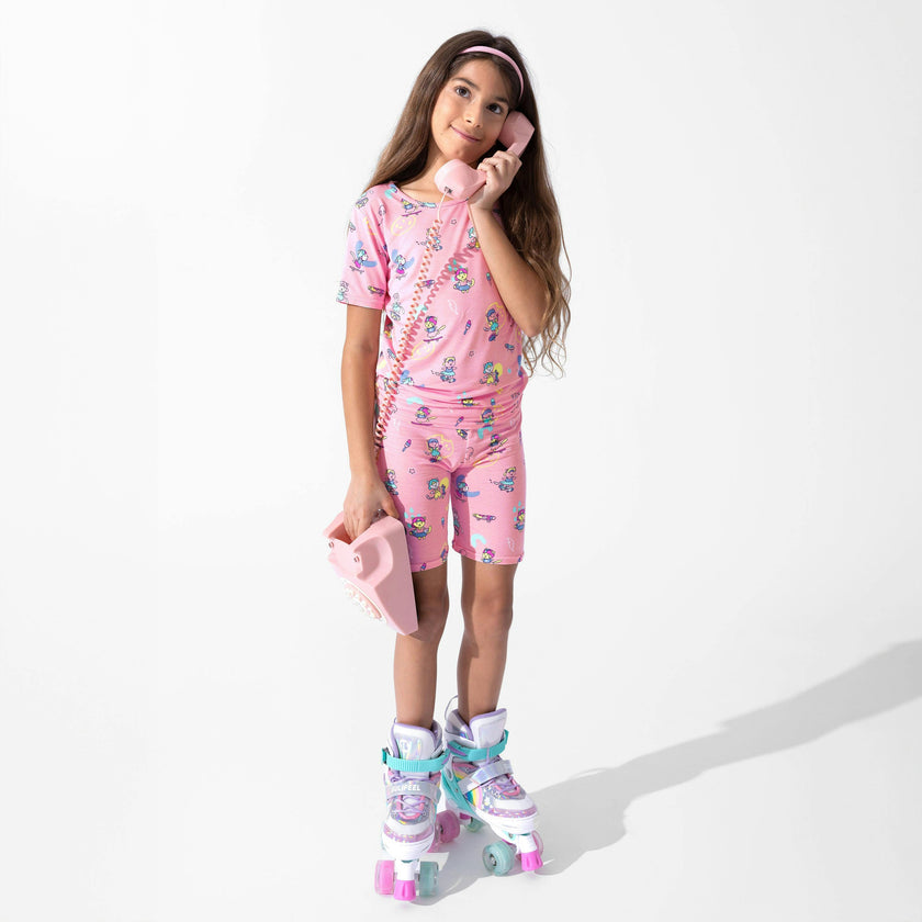 Skater Kitty Bamboo Kids Pajama Short Set