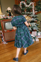 Mini Cupcake Dress in Emerald Plaid